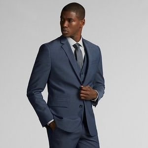 Express Blue Slim Fit Photographer Suit Jacket